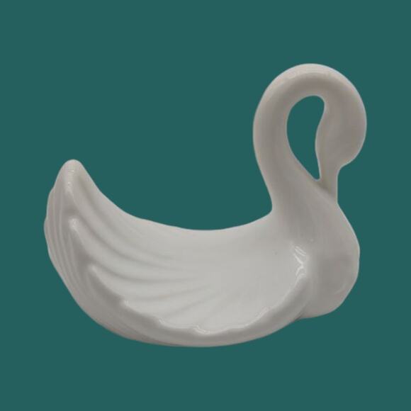 Andre Richard Vintage Swan White Porcelain Soap Trinket Dish Baby Shower Decor - Picture 2 of 10